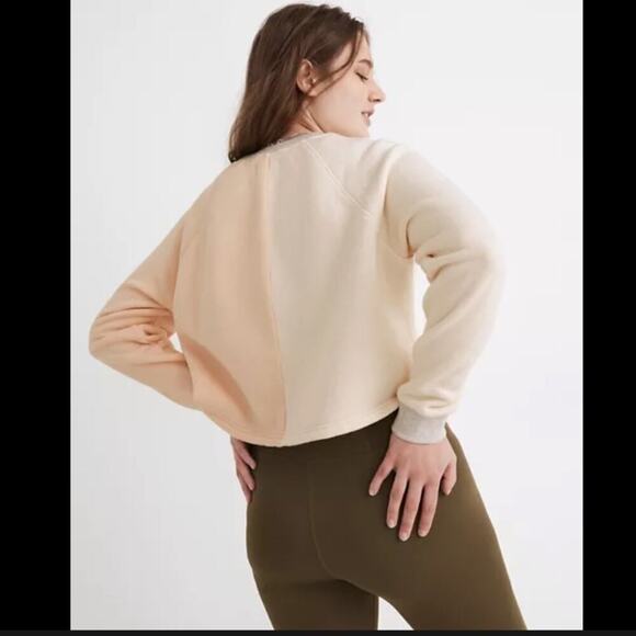 MADEWELL Sweatershirt the MLW Airterry Colorblock Crop in Peach and Cream Small - Picture 3 of 10